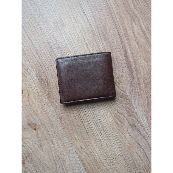 Coach Bi-Fold Pebbled Leather Mens Wallet Dark Saddle Brown - Picture 5 of 10